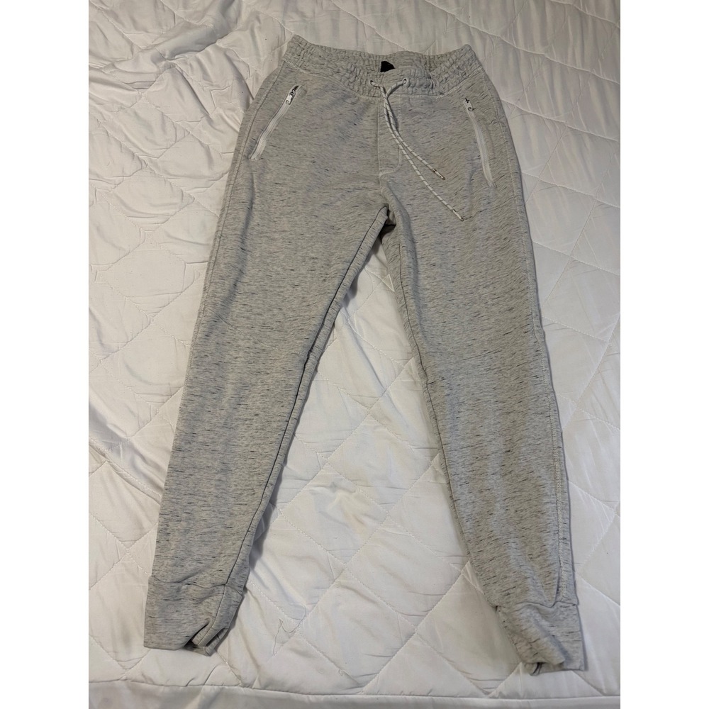 American Eagle Mens Gray Heathered Joggers Small Zip Pockets Tapered Sweatpants